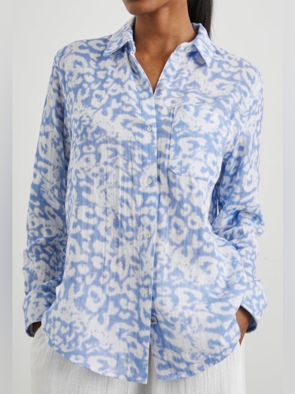 Rails Diffused Cheetah Print Button Up Shirt Sz S